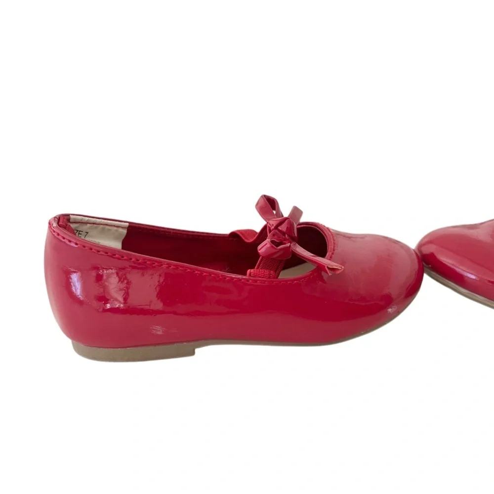 Gymboree Kids Red Glossy Ballet Flats with Bow Strap | Toddler Girl 7